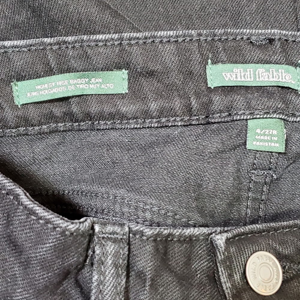 Y2K Grunge Baggy Lantern Distressed Jeans Alt Girl Size 4 30x30 Retro High Rise - Picture 5 of 7